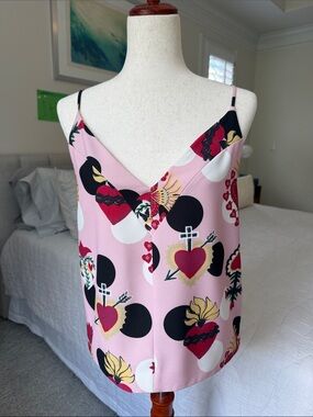 Pink Heart & Floral V-Neck Cami